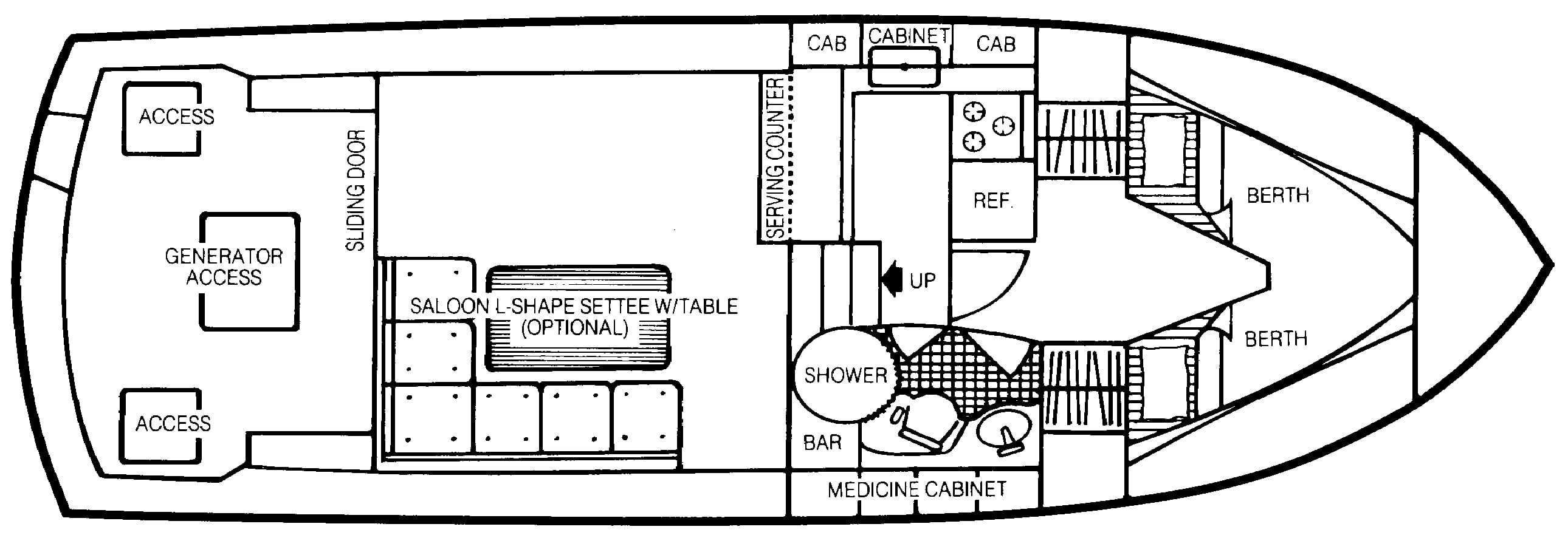 President Yachts 35 Sedan floor plan
