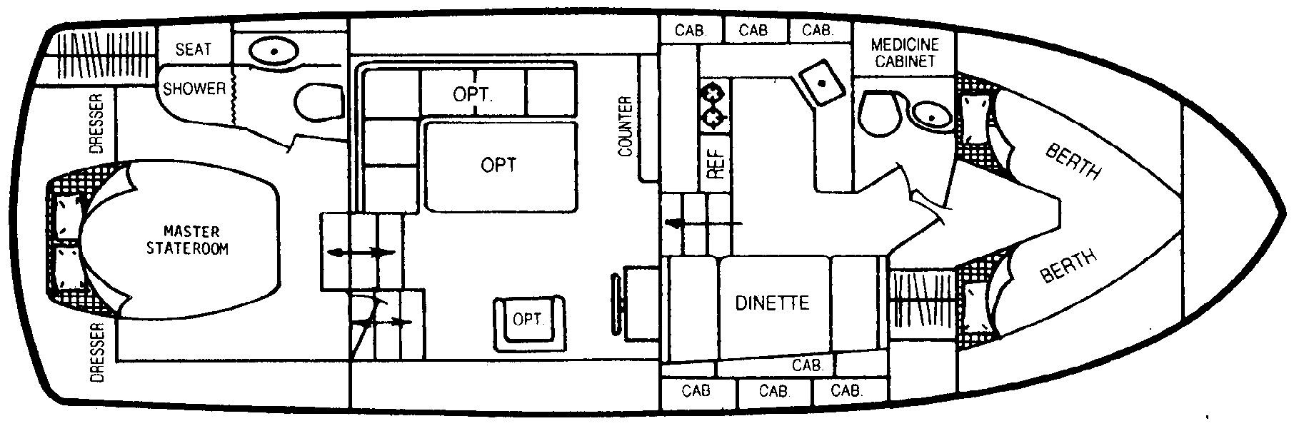 President Yachts 37 Double Cabin floor plan