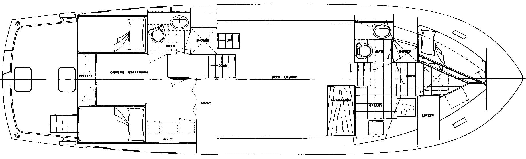 Hatteras Yachts 48 Yacht Fisherman floor plan