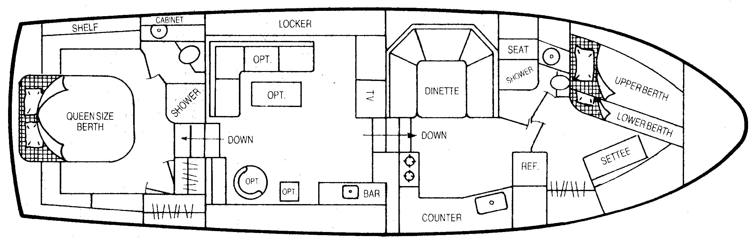 President Yachts 43 Double Cabin floor plan