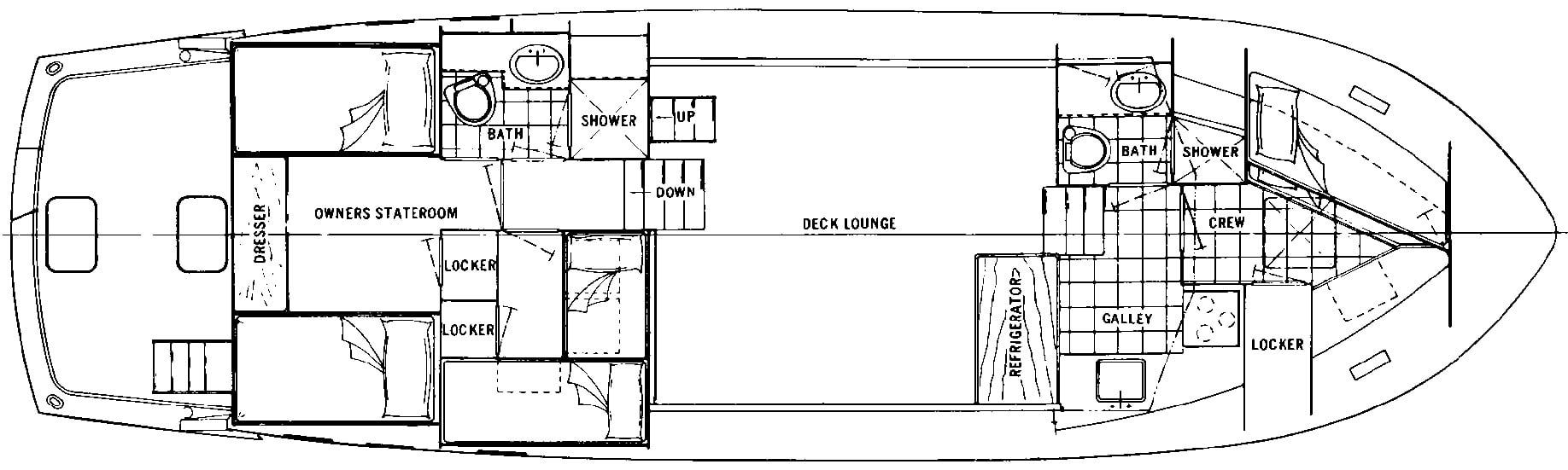 Hatteras Yachts 48 Yacht Fisherman floor plan