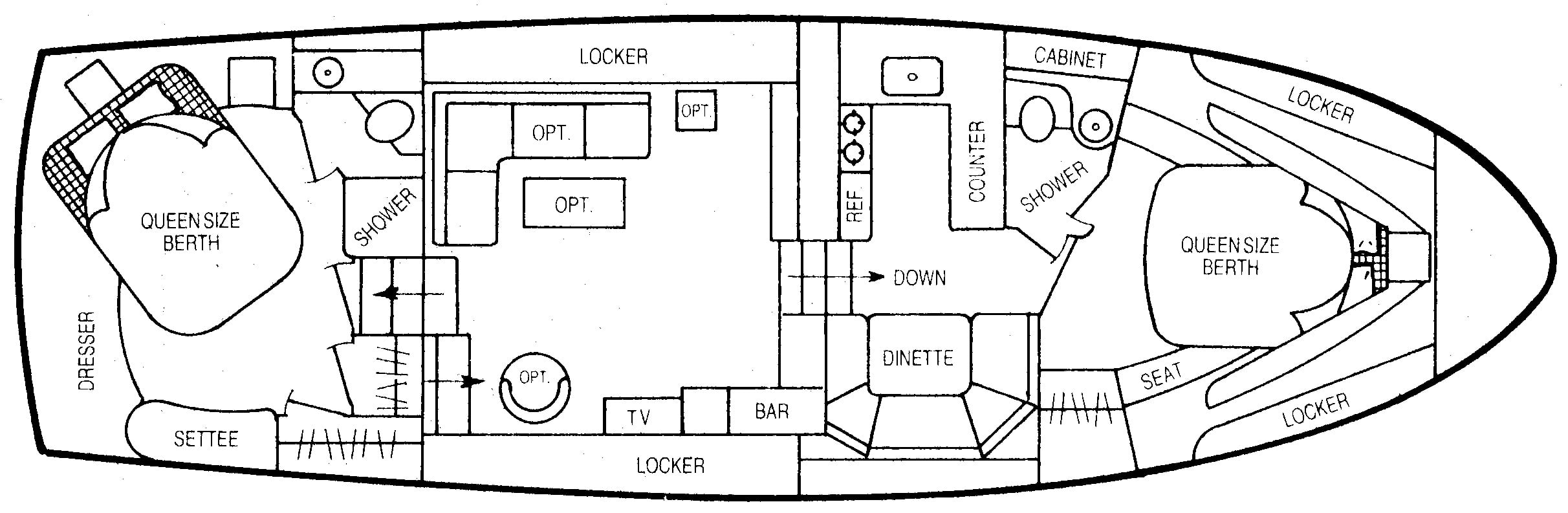 President Yachts 43 Double Cabin floor plan