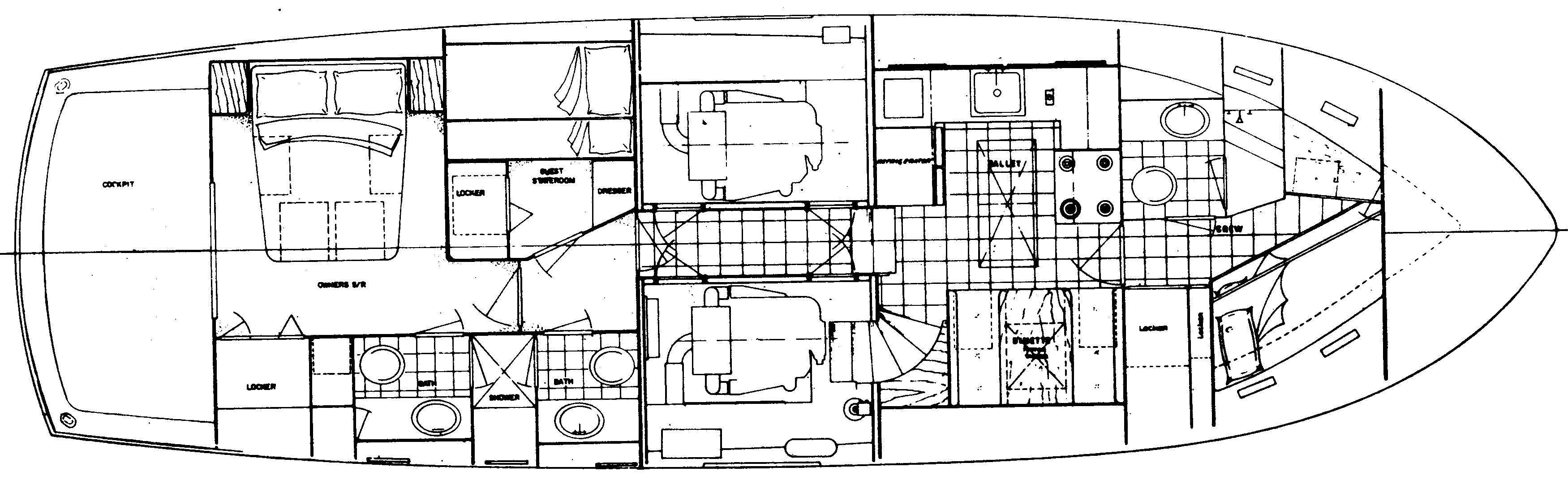 Hatteras Yachts 53 Yacht Fisherman floor plan