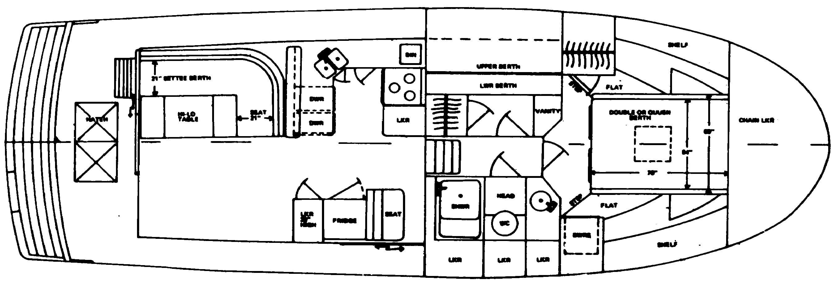 PT Yachts 38 Sedan Trawler floor plan