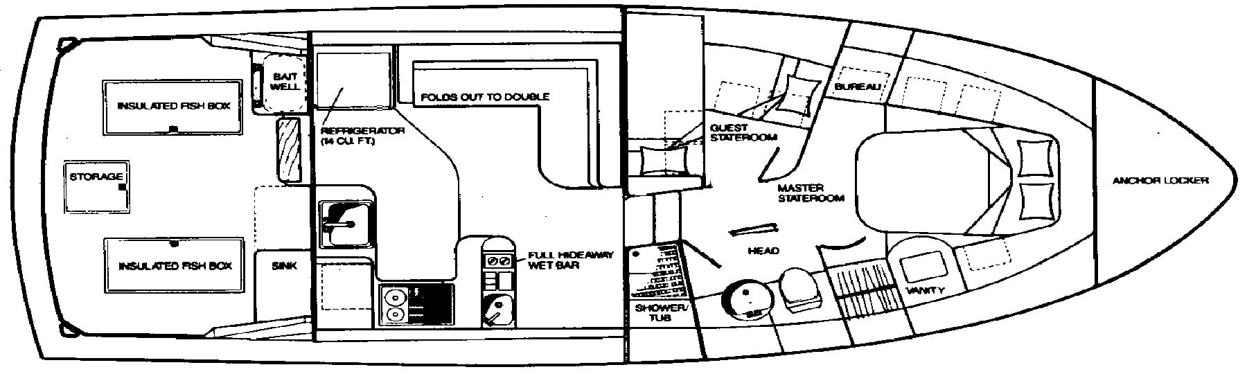 Rampage Yachts 40 Sportfisherman floor plan