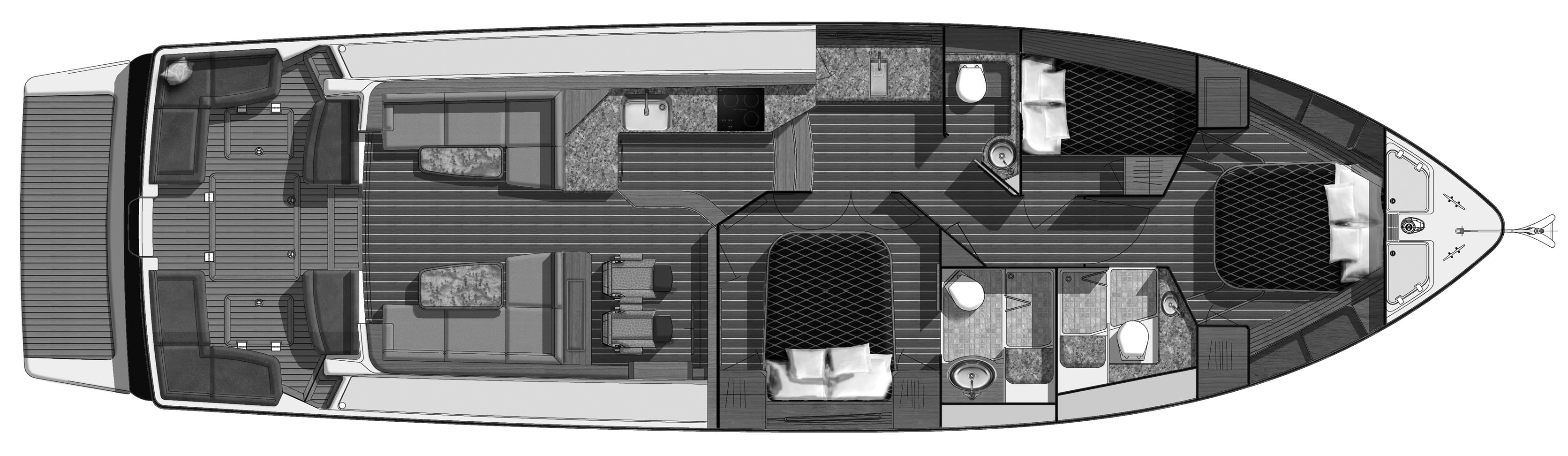 Sabre Yachts 52-54 Salon Express floor plan