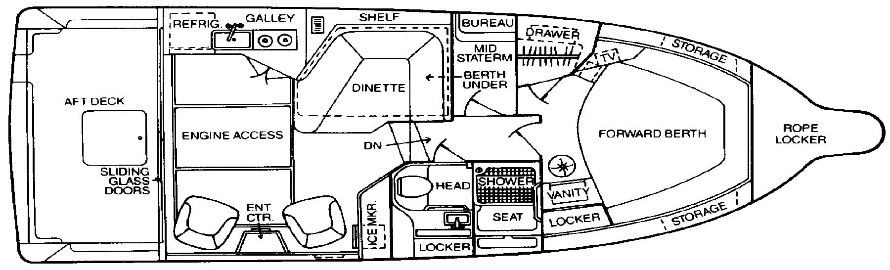 Sea Ray Yachts 345-340 Sedan Bridge floor plan