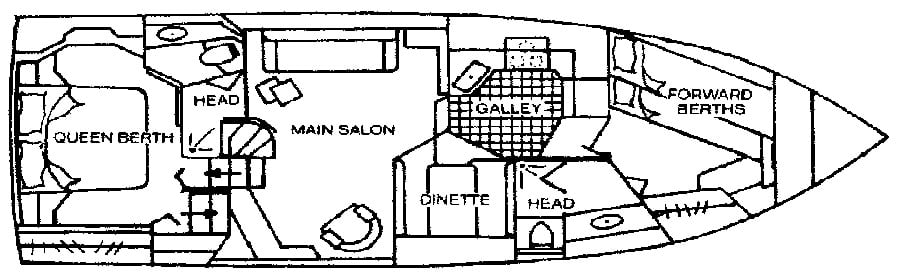 Sea Ray Yachts 410-415-440 Aft Cabin floor plan