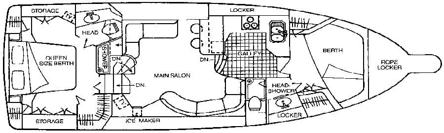 Sea Ray Yachts 410-415-440 Aft Cabin floor plan