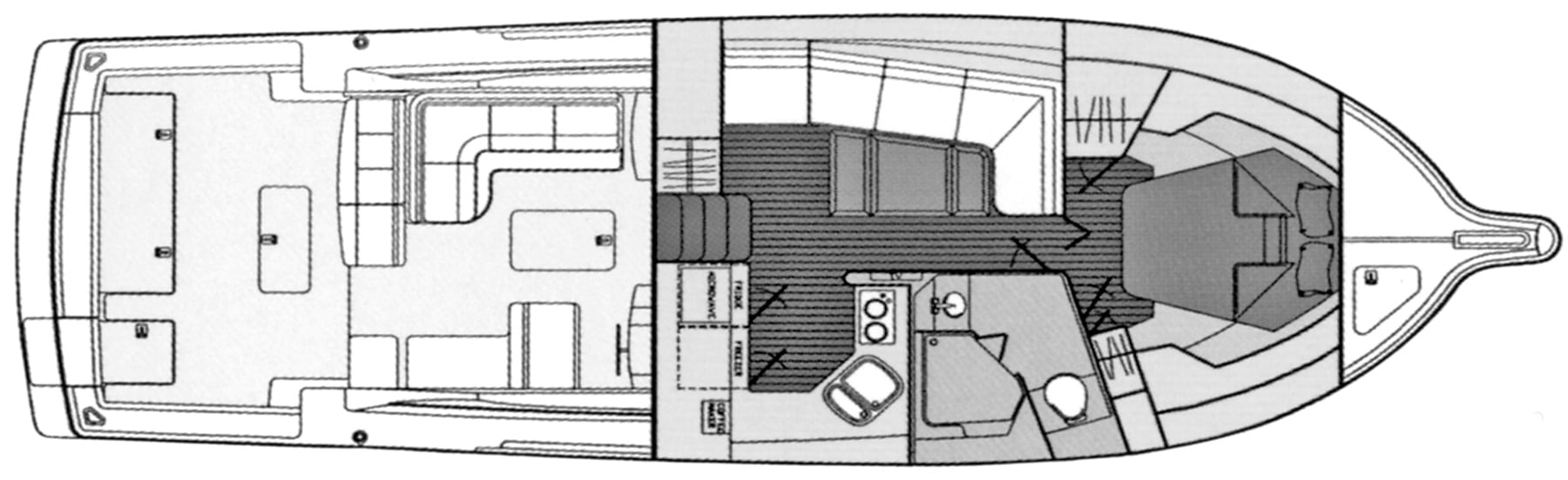 Tiara Yachts 4200 Open floor plan