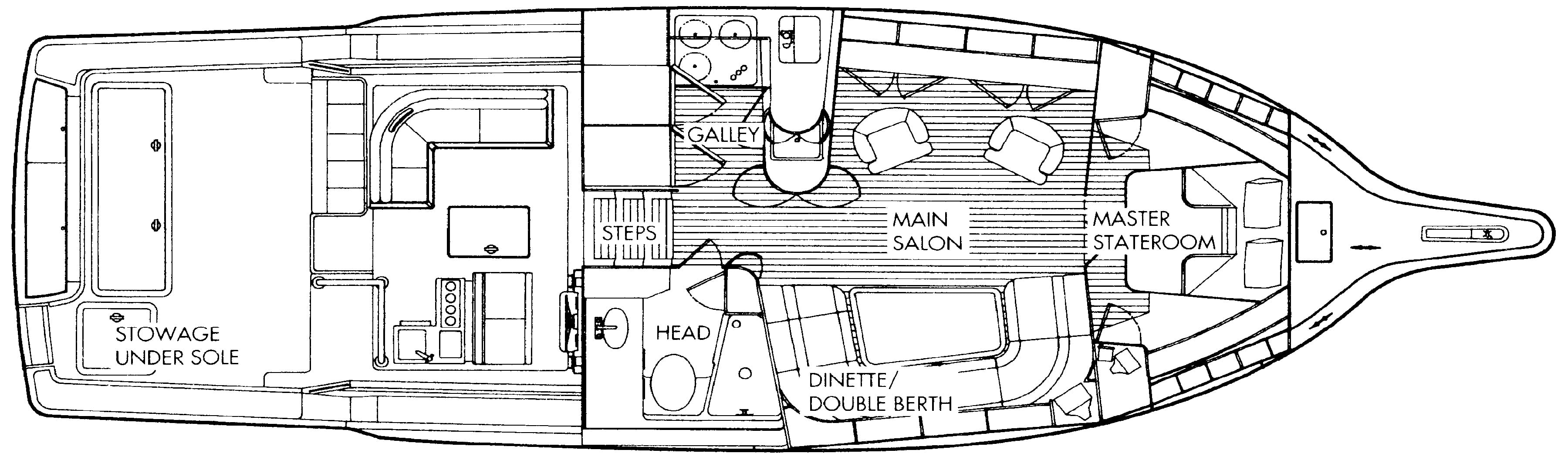 Tiara Yachts 4300 Open floor plan