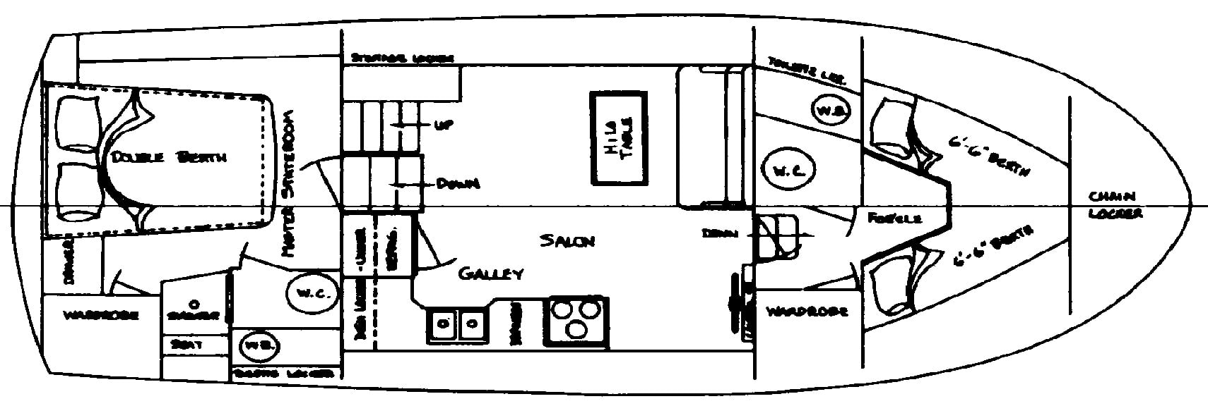 Tollycraft Yachts 34 Sundeck floor plan