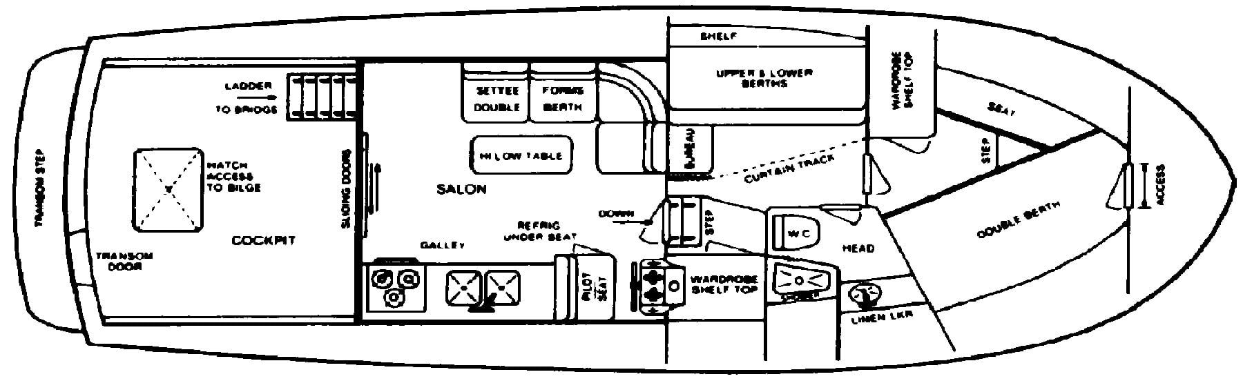 Tollycraft Yachts 37 Convertible floor plan