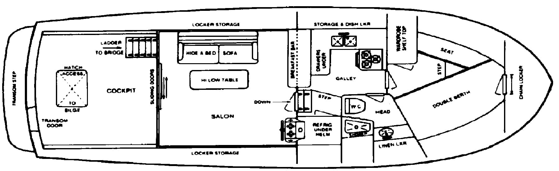 Tollycraft Yachts 37 Convertible floor plan