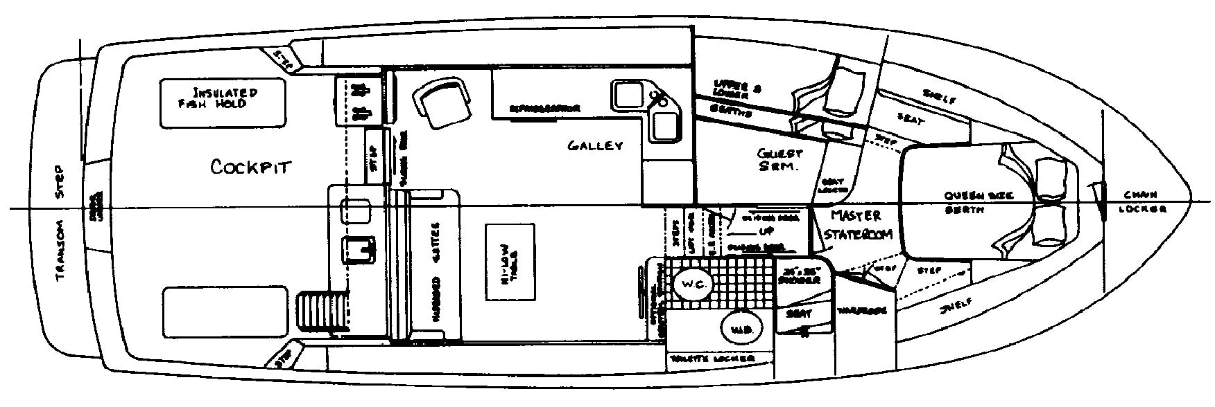 Tollycraft Yachts 40 Sport Sedan floor plan