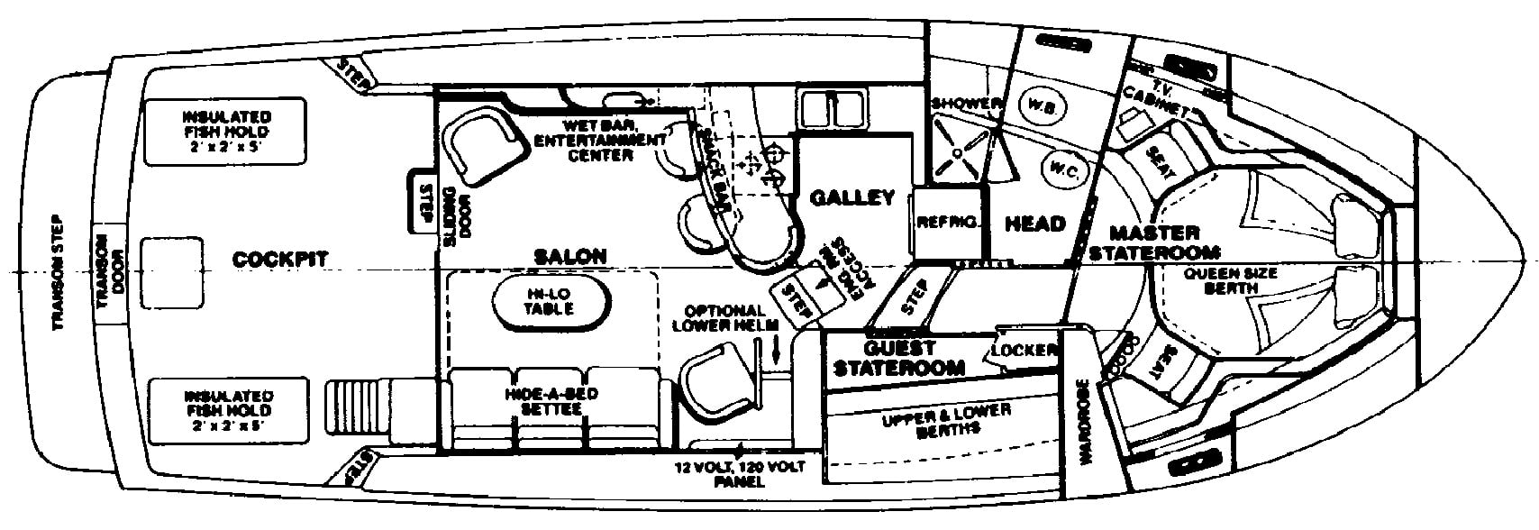 Tollycraft Yachts 40 Sport Sedan floor plan