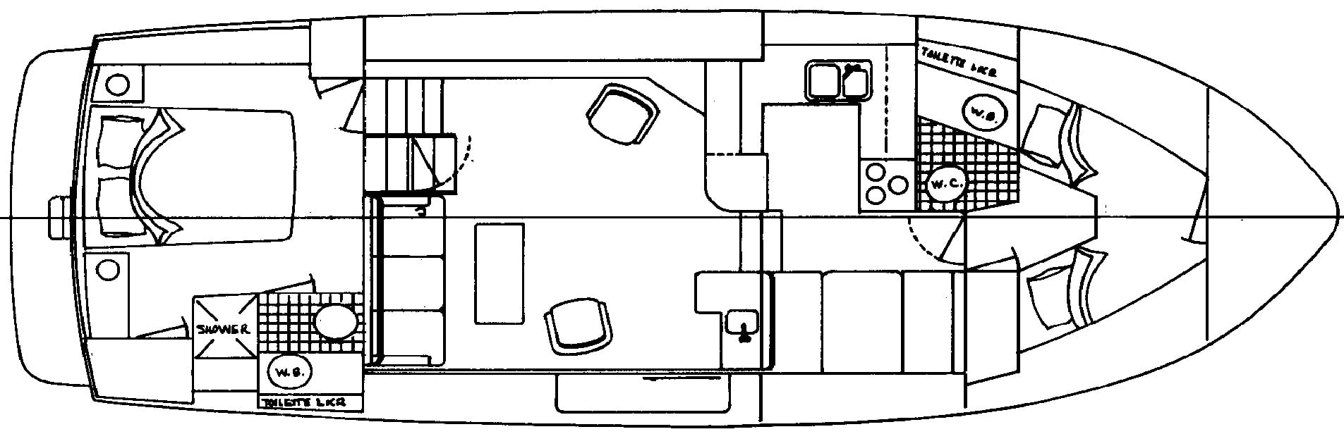 Tollycraft Yachts 40 Sundeck floor plan