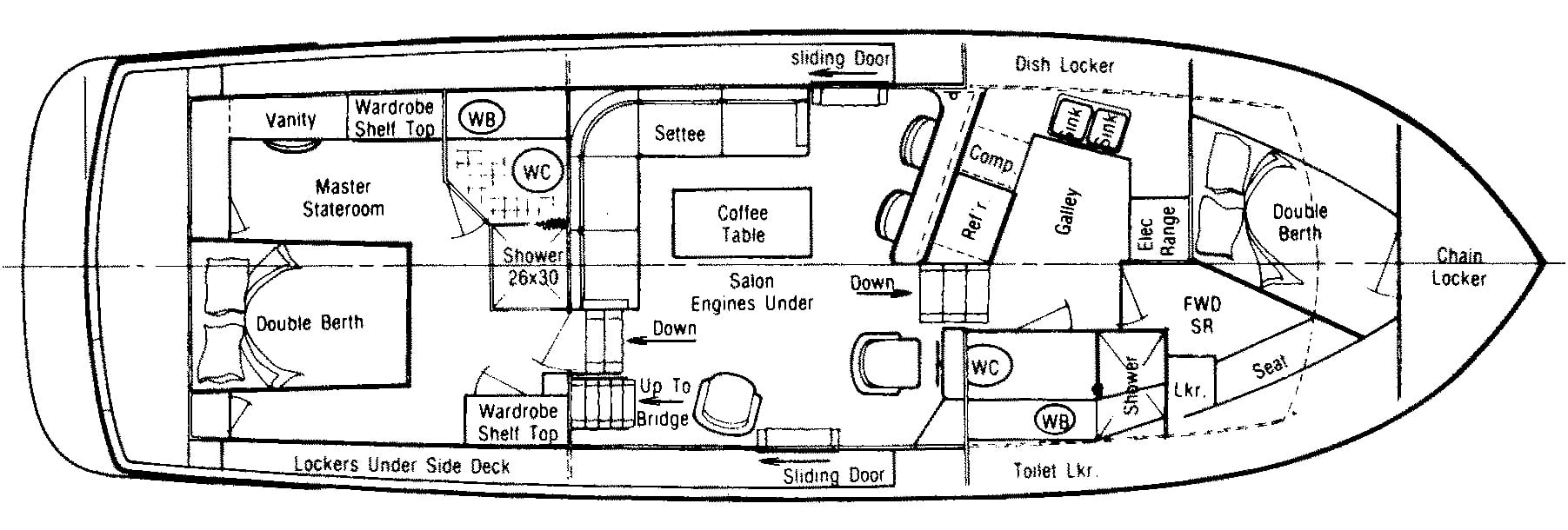 Tollycraft Yachts 43 Motor Yacht floor plan
