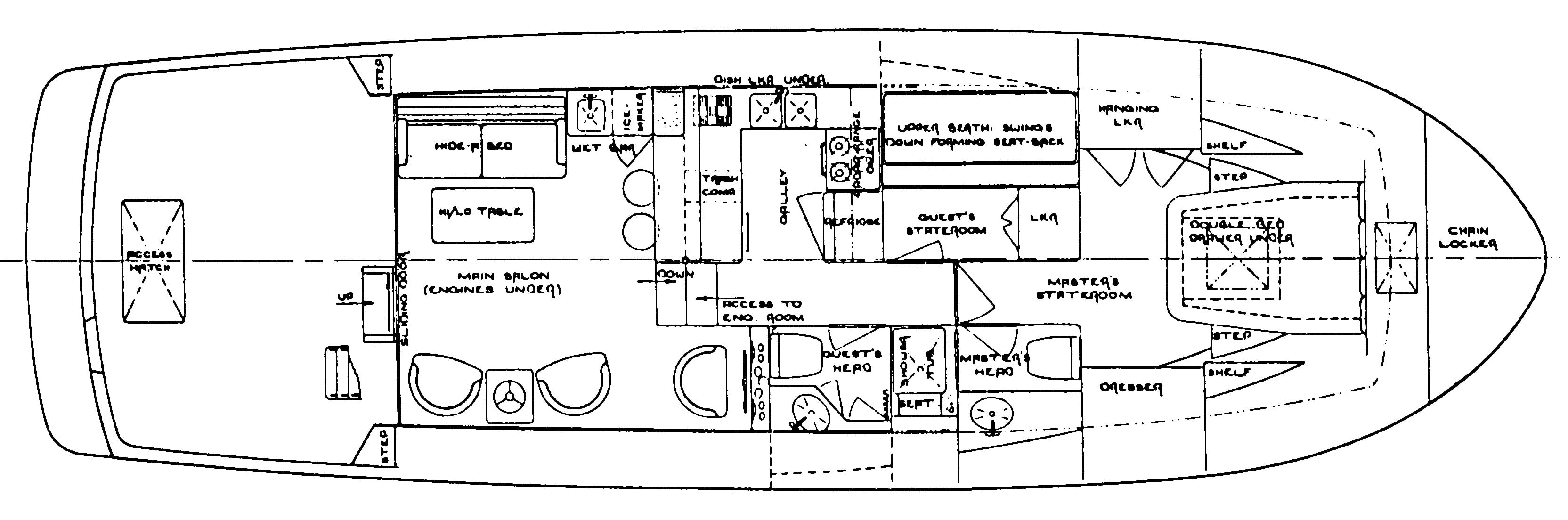 Tollycraft Yachts 48 Convertible floor plan