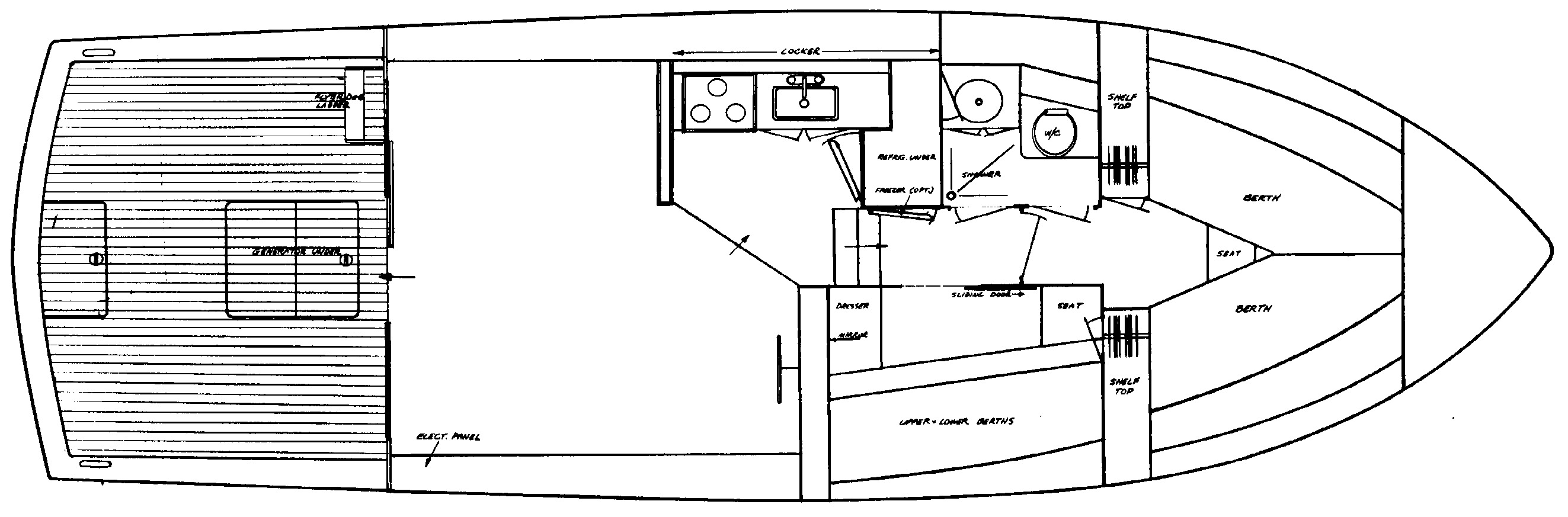 Trojan Yachts 36 Convertible floor plan