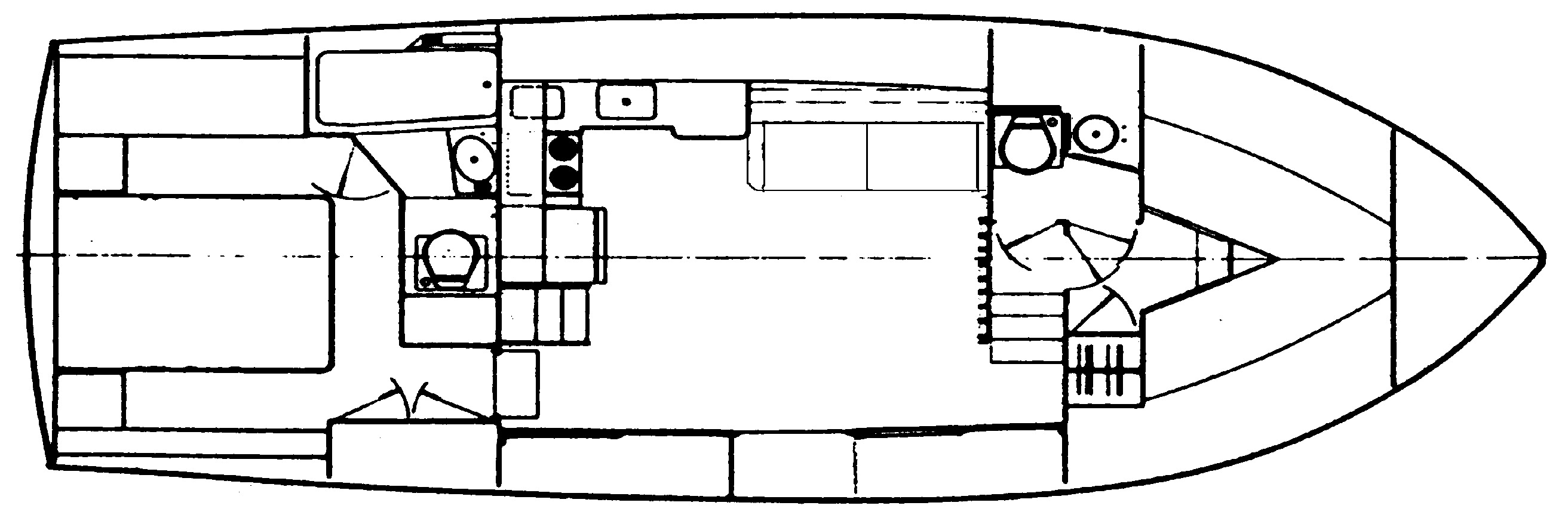 Trojan Yachts 36 Tri-Cabin floor plan