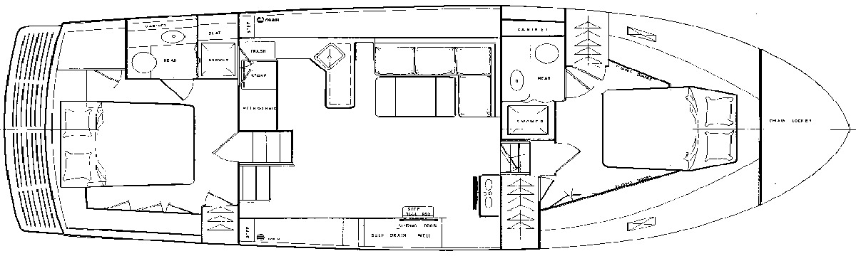 Island Gypsy 40 Flush Aft Deck floor plan