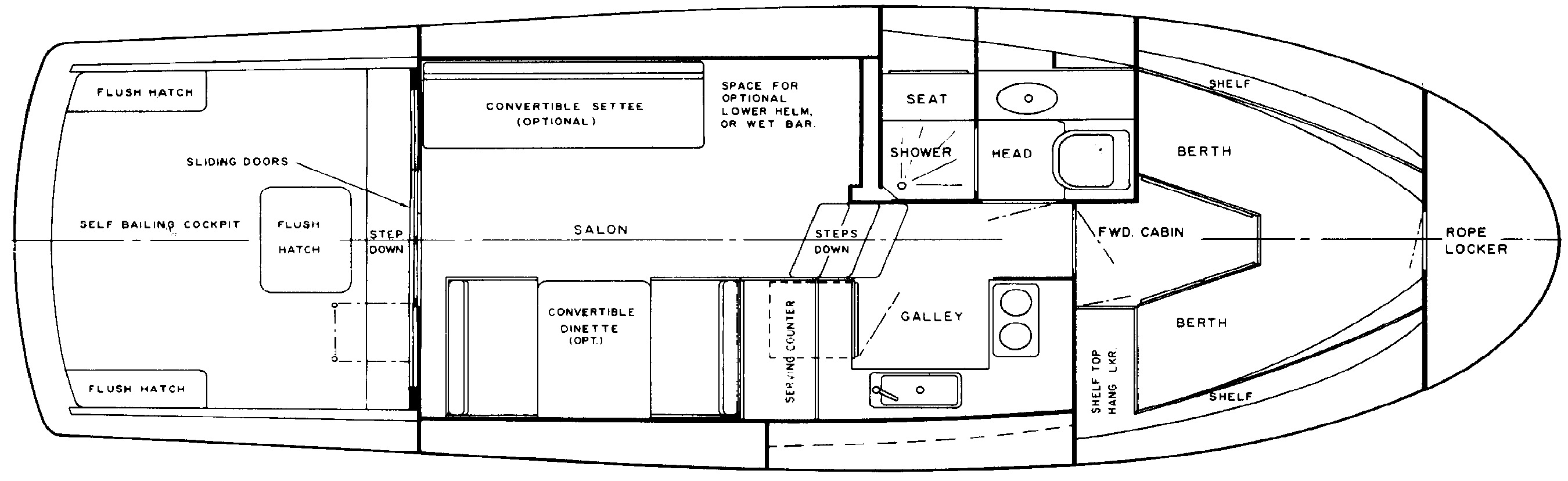 Uniflite 34 Sport Sedan floor plan