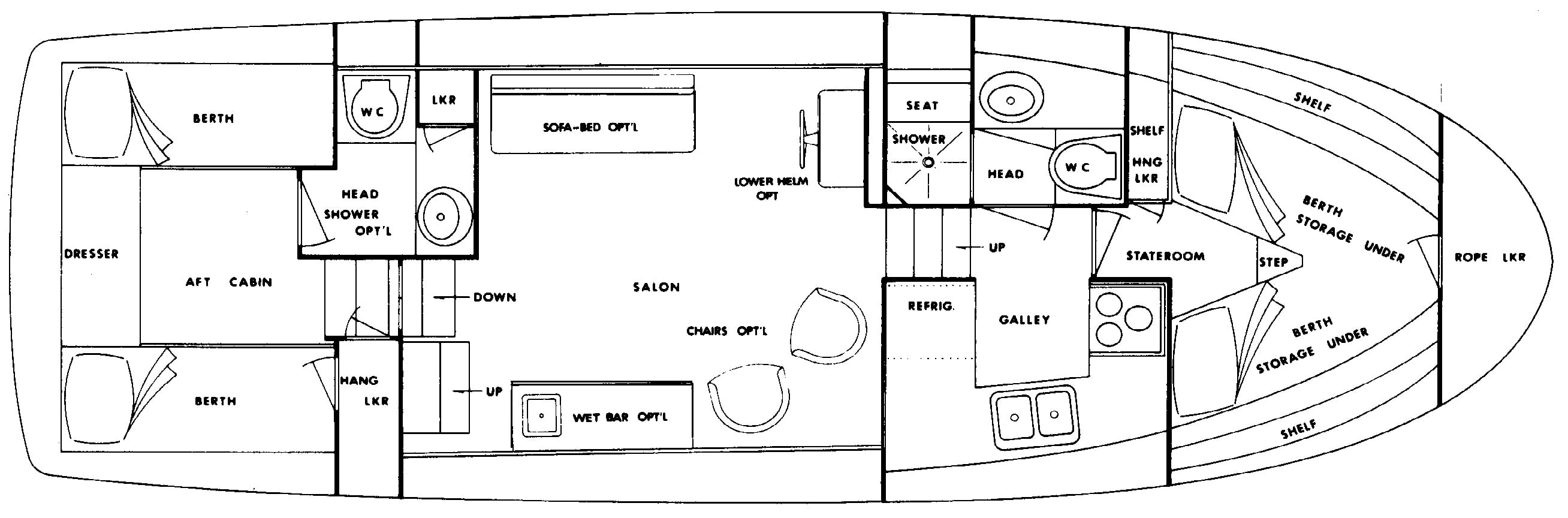 Uniflite 36 Double Cabin floor plan
