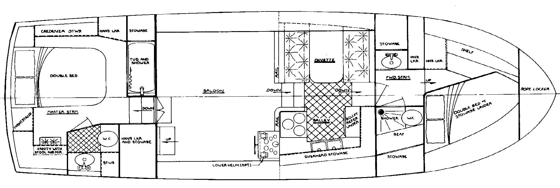 Uniflite 36 Double Cabin floor plan
