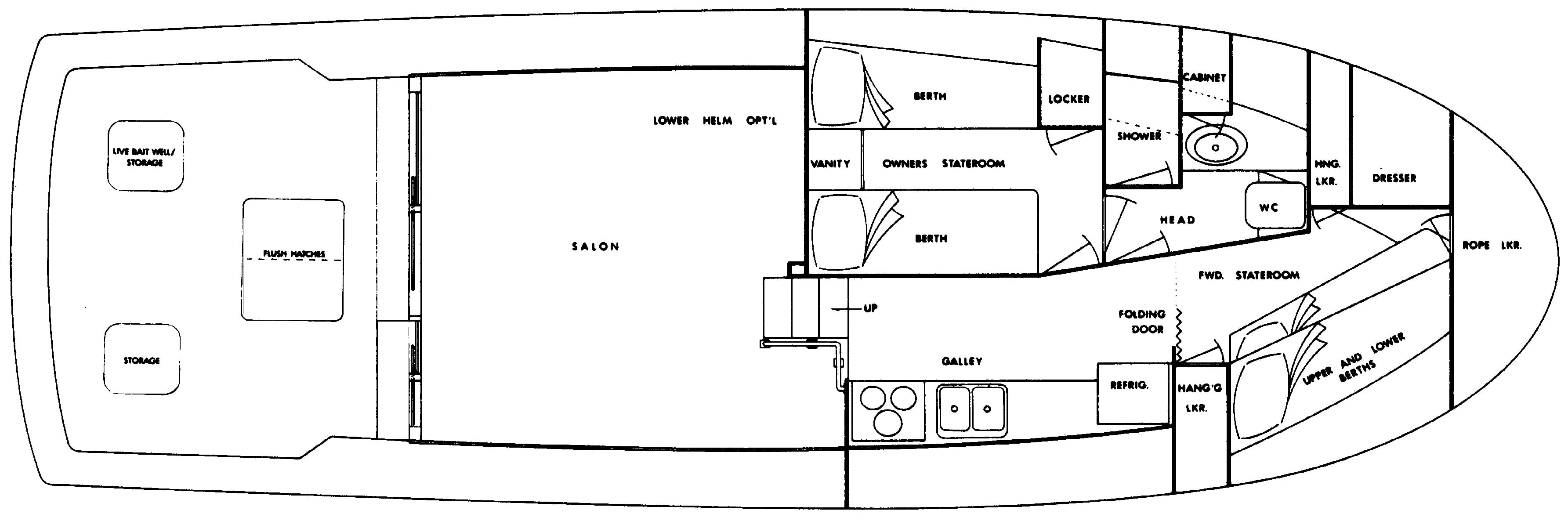 Uniflite 42 Convertible floor plan