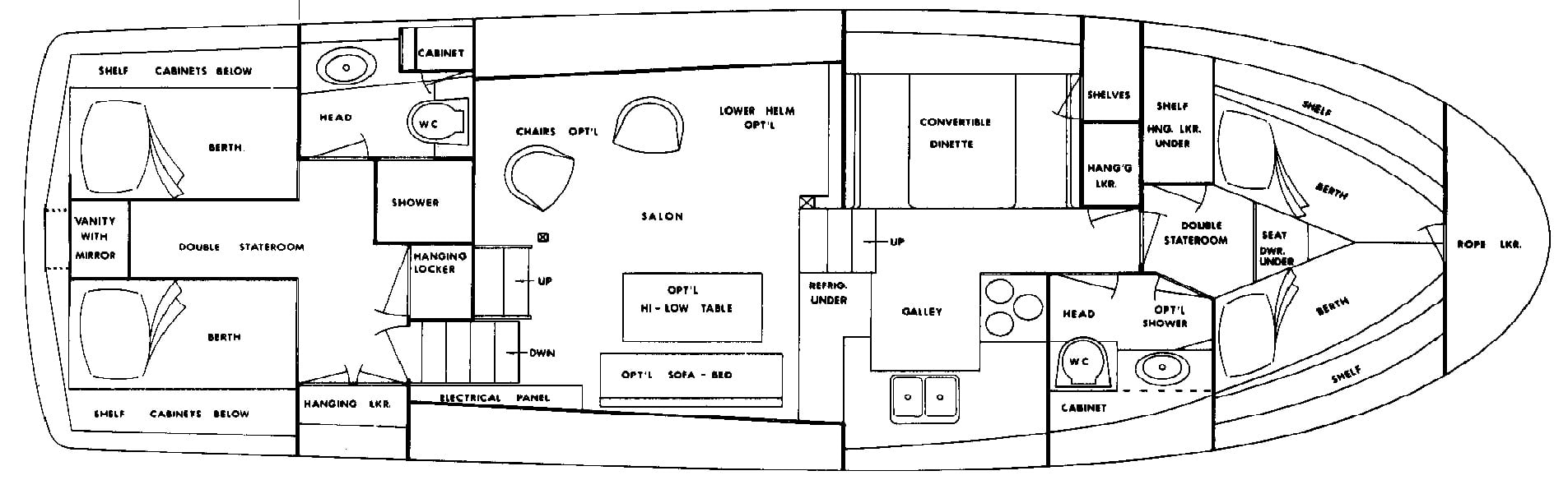 Uniflite 42 Double Cabin floor plan