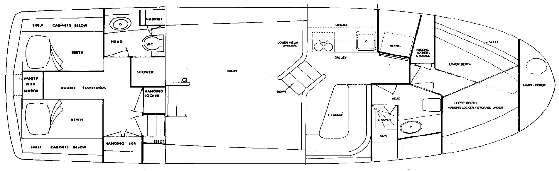 Uniflite 42 Double Cabin floor plan