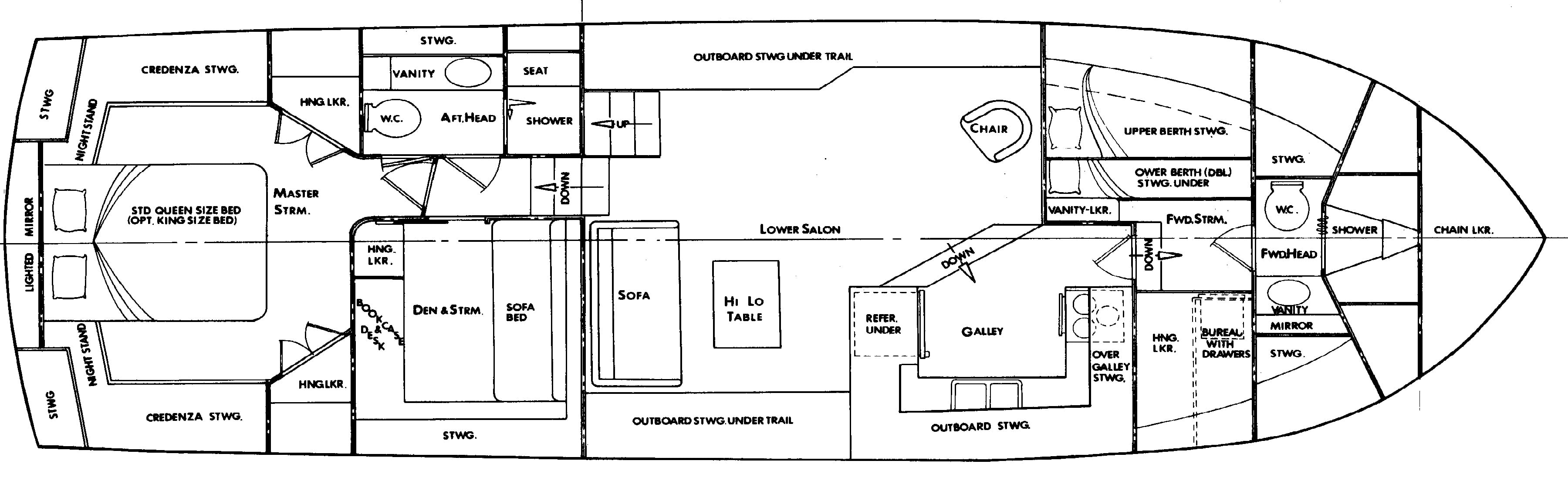 Uniflite 46 Motor Yacht floor plan
