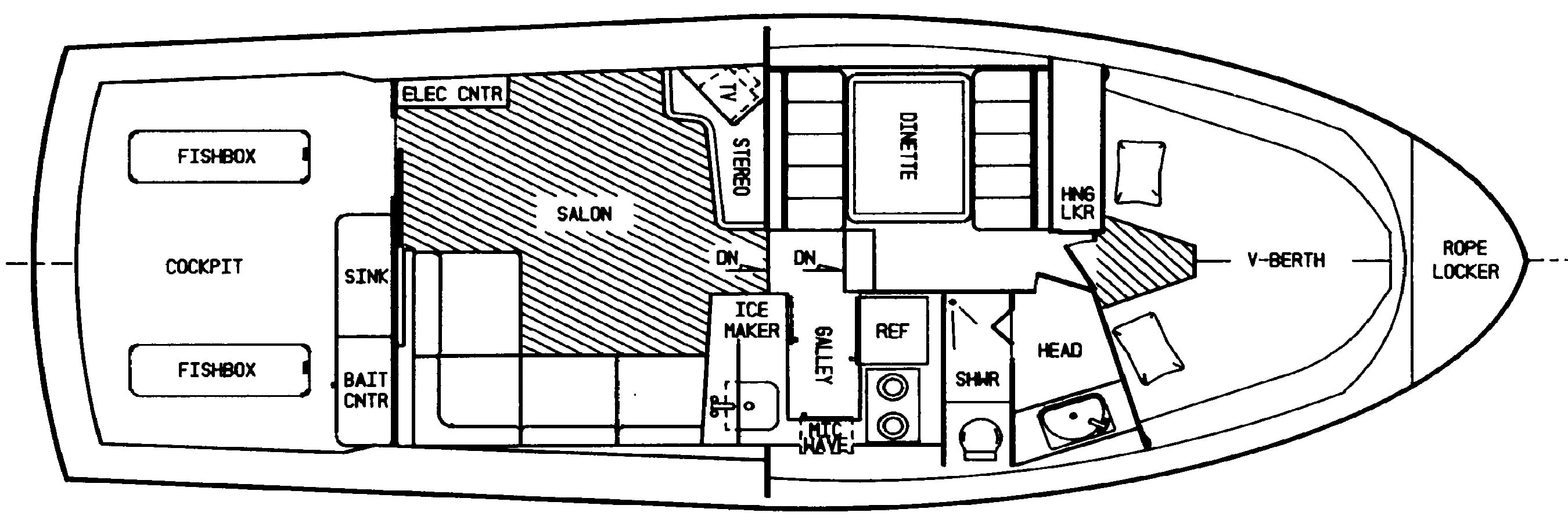Viking Yachts 35 Convertible floor plan