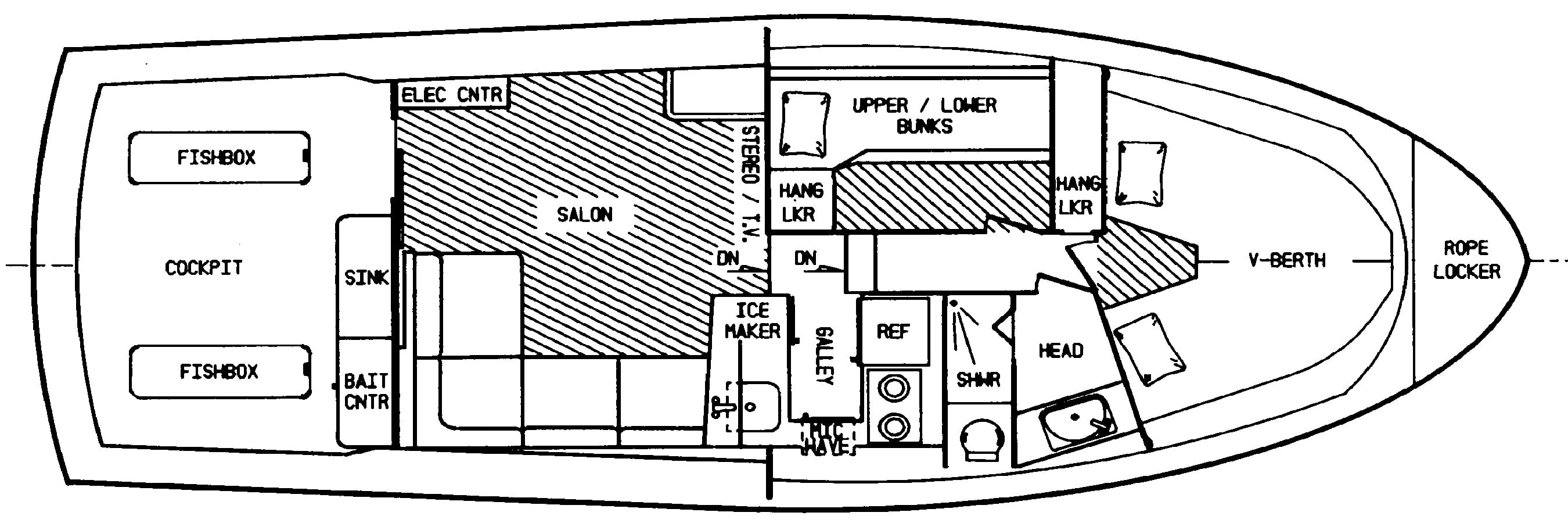 Viking Yachts 35 Convertible floor plan