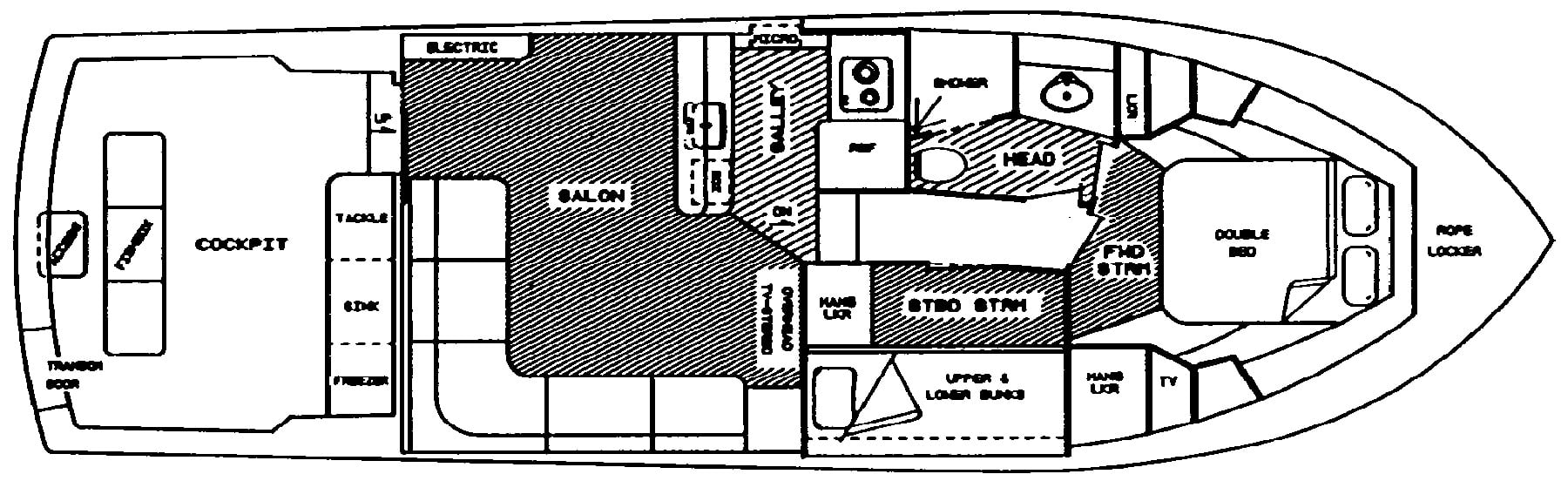 Viking Yachts 38 Convertible floor plan