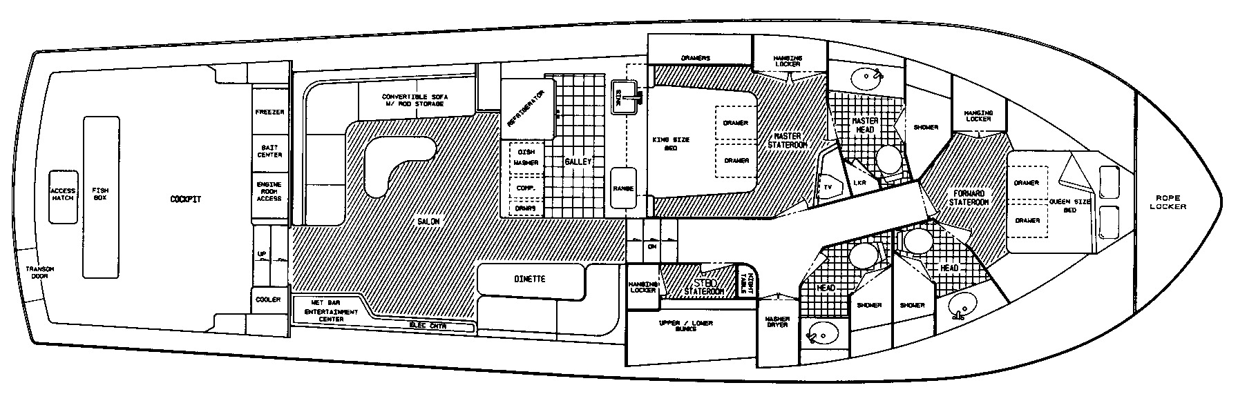Viking Yachts 58 Convertible floor plan
