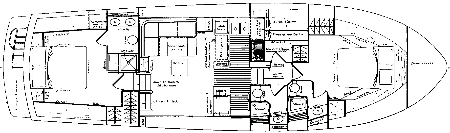 Island Gypsy 49 Flush Aft Deck floor plan