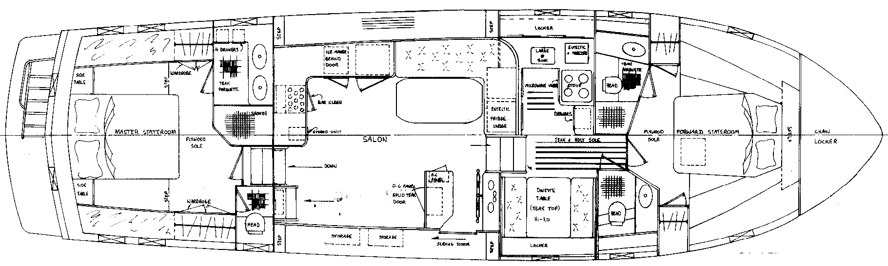 Island Gypsy 49 Flush Aft Deck floor plan