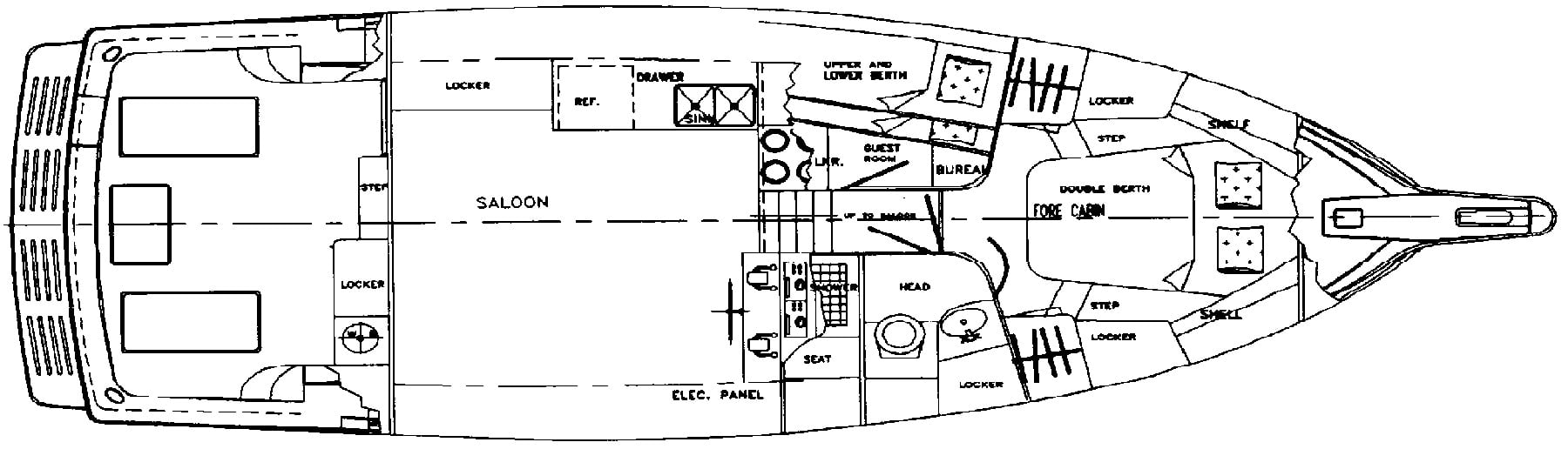 Jefferson Yachts 37 Convertible floor plan