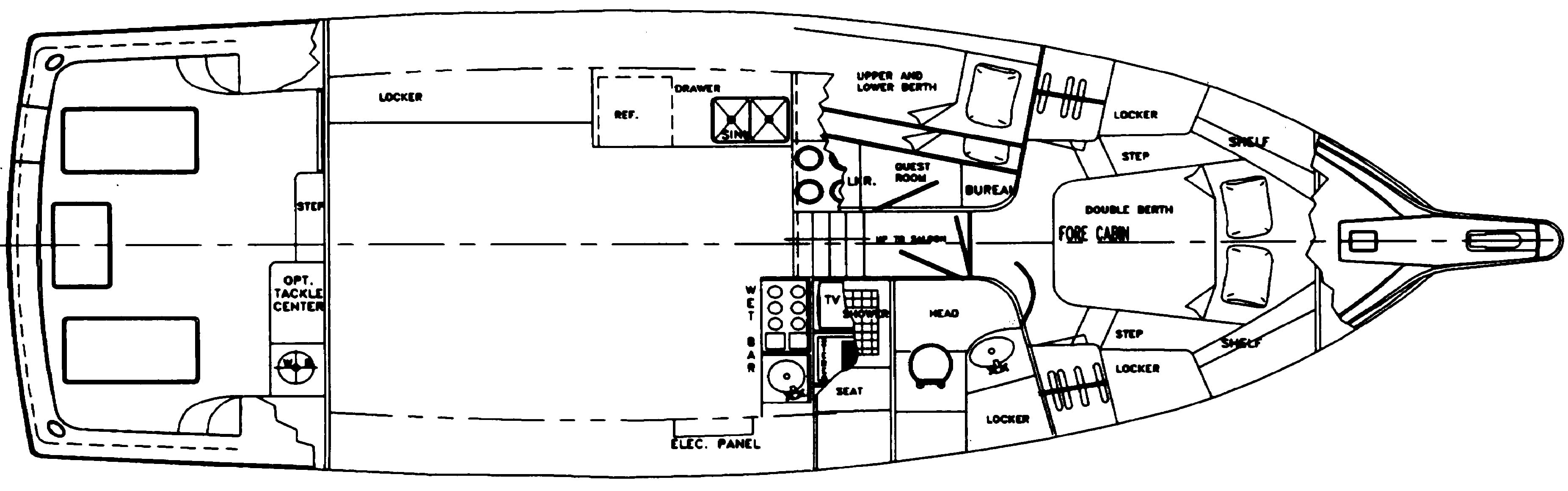 Jefferson Yachts 40 Convertible floor plan