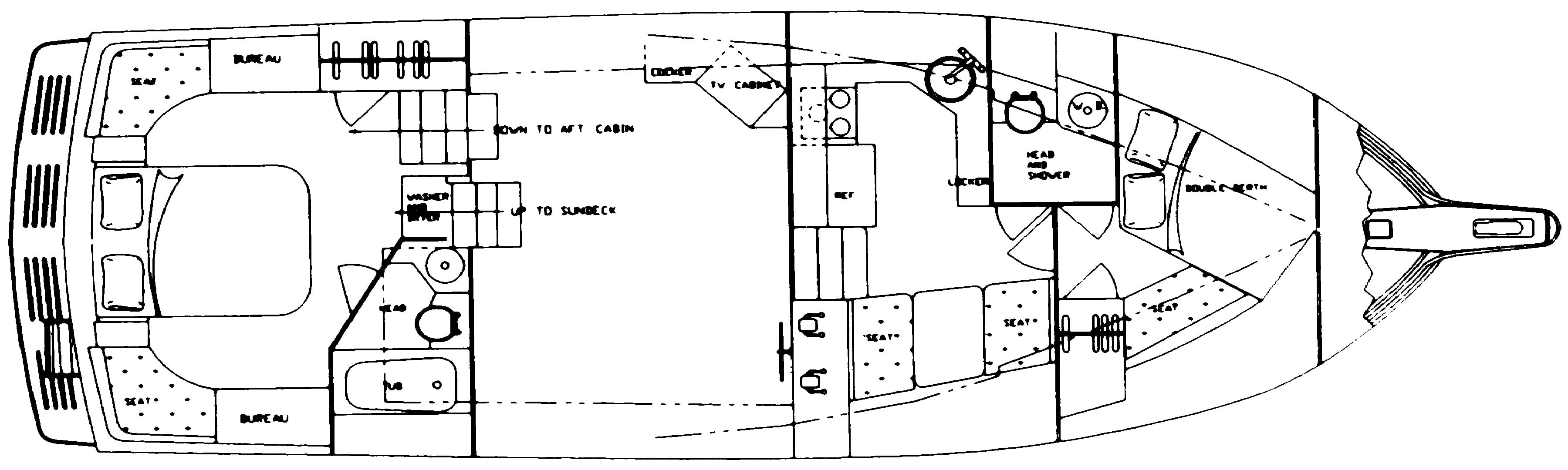 Jefferson Yachts 43 Marlago Sundeck floor plan