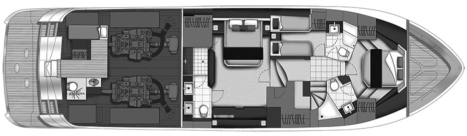 Marquis Yachts 720 Flybridge floor plan