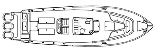 Edgewater 388 Center Console floor plan