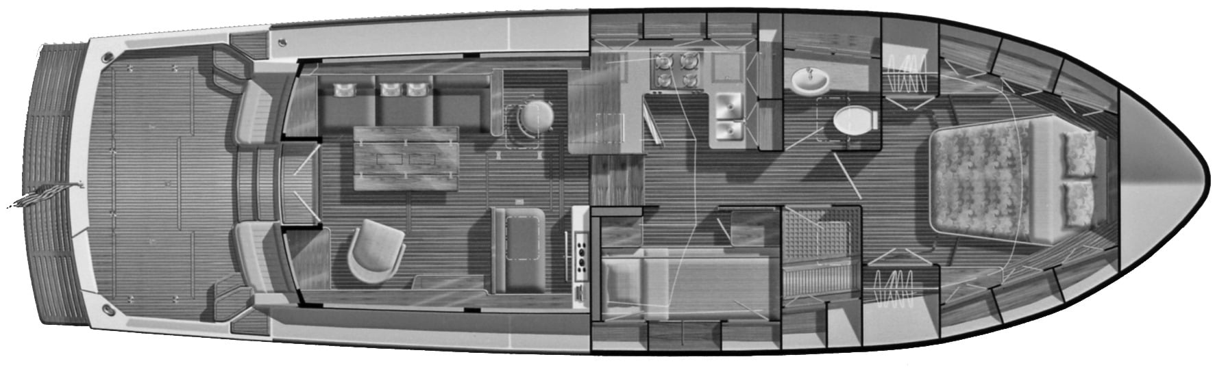 Grand Banks Yachts Eastbay 43 SX; 43 HX floor plan