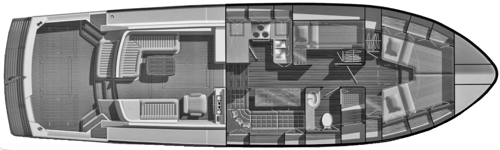 Grand Banks Yachts Eastbay 43 SX; 43 HX floor plan