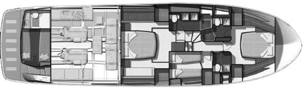 Prestige Yachts 620 Fly floor plan