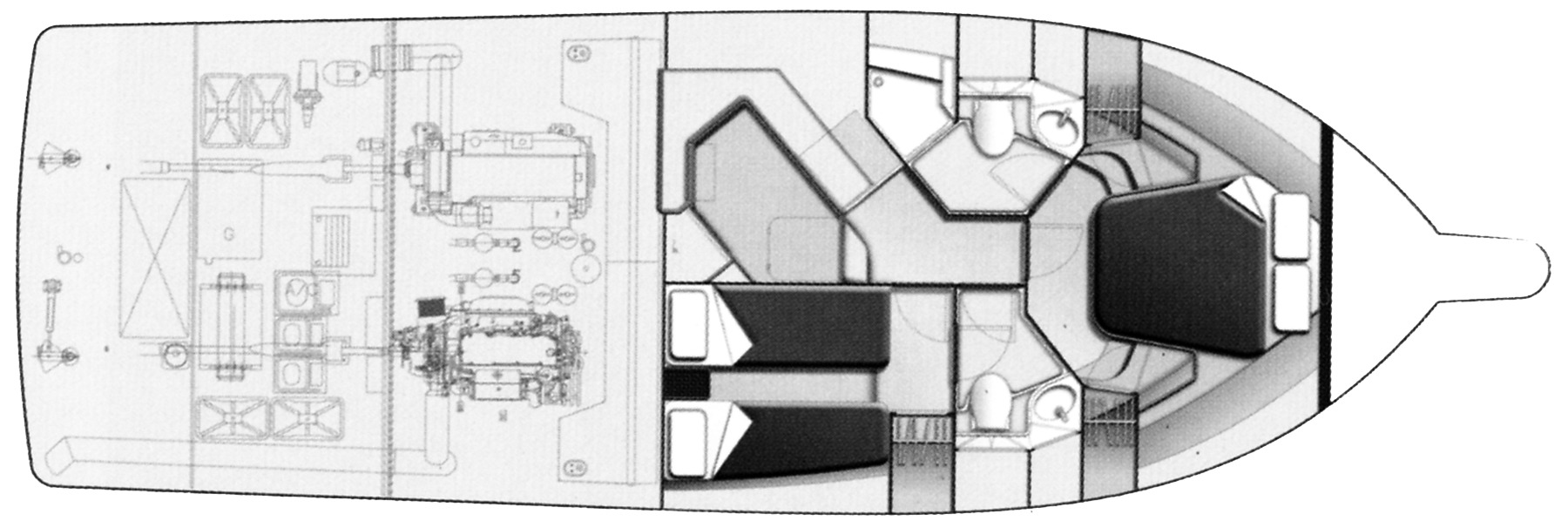Bertram Yachts 410 Convertible floor plan
