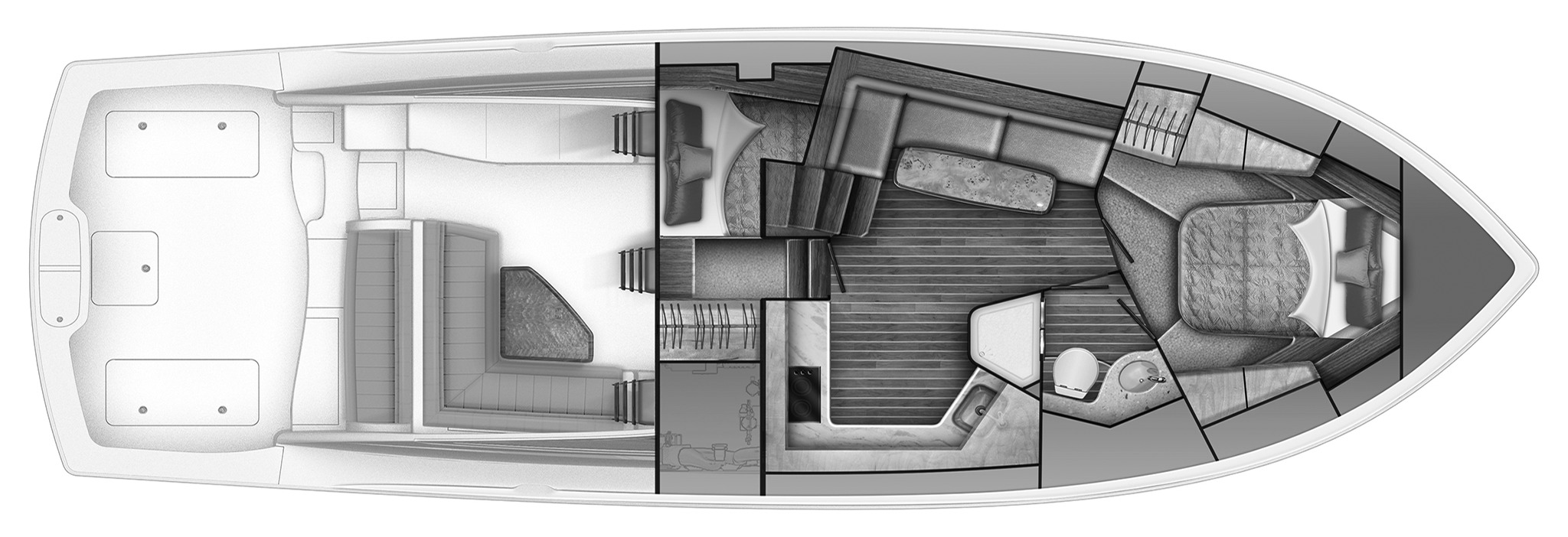 Viking Yachts 44 Open floor plan