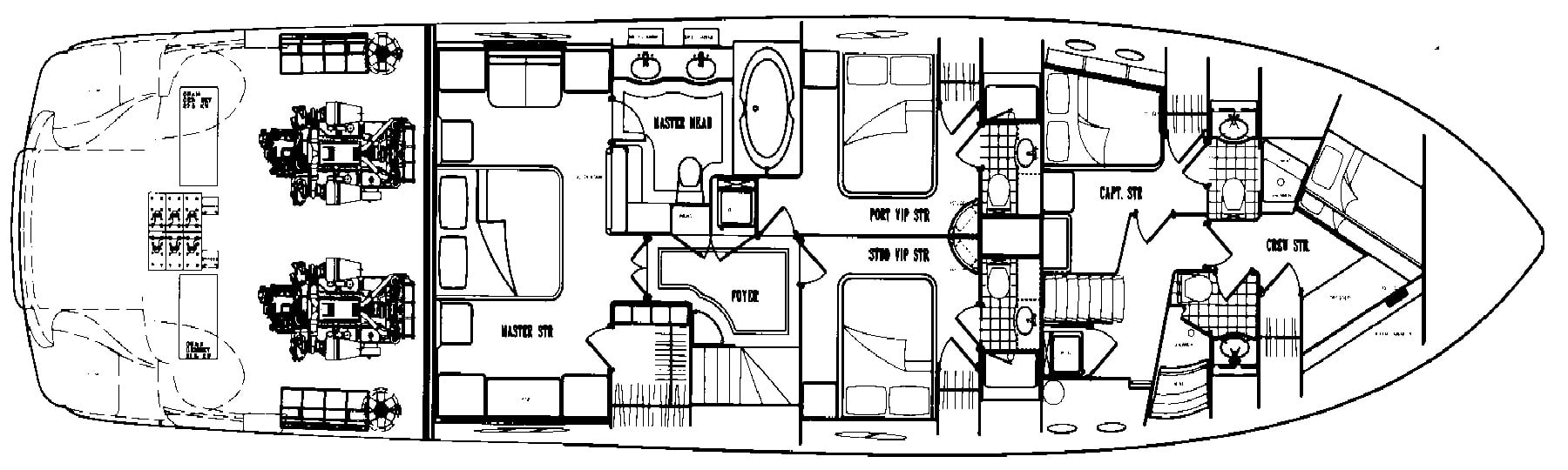 Lazzara Yachts 80 SC Skylounge floor plan